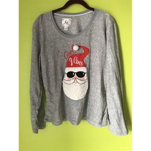 PJ Couture Long Sleeve Cool Santa Pajama Top XL